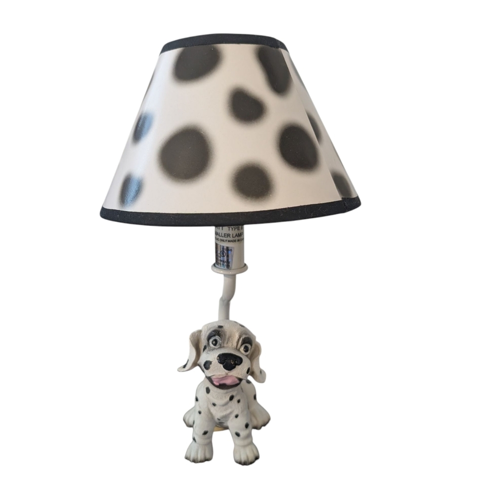 Vintage Y2K Dalmatian Dog Table Lamp with‎ Polka Dot Shade NIP